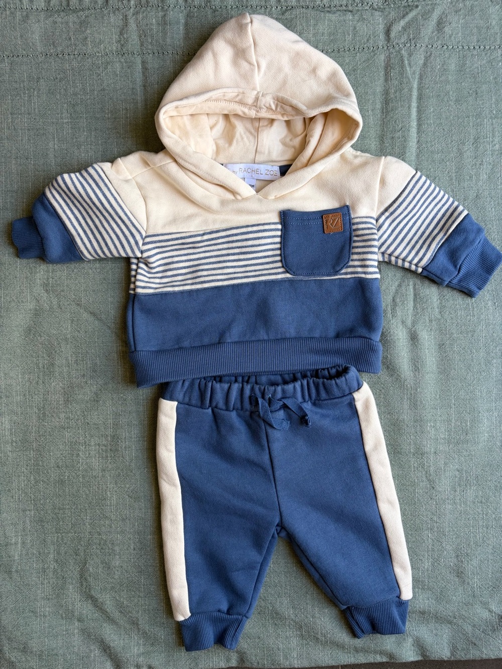 2-Piece Rachel Zoe Blue/White Striped Sweatsuit Baby Outfit Set